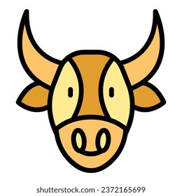 Bull head icon outline vector. Cow breed. Calf dairy color flat