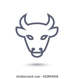 bull head icon, ox head outline, line pictogram isolated on white, vector illustration