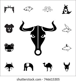 bull head icon. Set of animal icons. You can use in web or app icons on white background