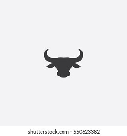 Bull Head Icon Silhouette Vector Illustration

