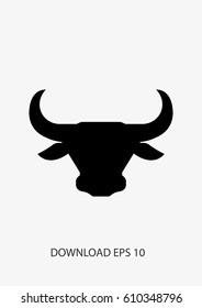 Bull head icon silhouette, Vector