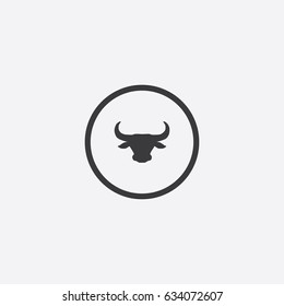 Bull Head Icon Silhouette Vector Illustration

