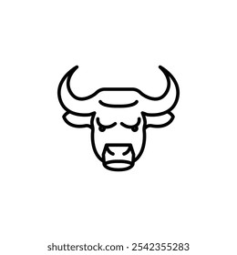 Ícone Bull Head. Ícone simples representando um touro, comumente associado com a cultura de touradas espanhola, ideal para mídias sociais, aplicativo e web design. Ilustração vetorial