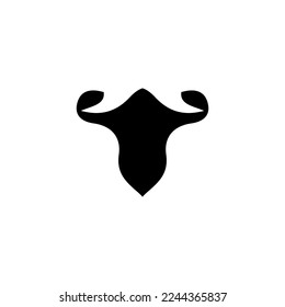 Bull head icon. Simple style meat shop big sale poster background symbol. Bull head logo design element. Bull head t-shirt printing. Vector for sticker.