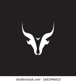 Bull head icon and symbol vector template on black background