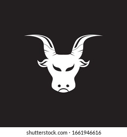 Bull head icon and symbol vector template on black background