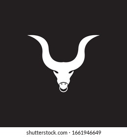 Icono de cabeza de toro y plantilla vectorial de símbolo en fondo negro