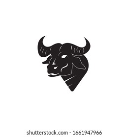 Icono de cabeza de toro y plantilla vectorial de símbolo en fondo blanco