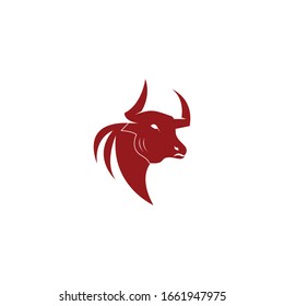 Icono de cabeza de toro y plantilla vectorial de símbolo en fondo blanco