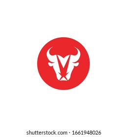 Bull head icon and symbol vector template on white background