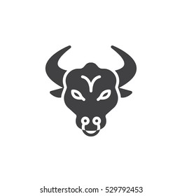 Bull head icon vector, filled flat sign, solid pictogram isolated on white. Symbol, logo illustration
