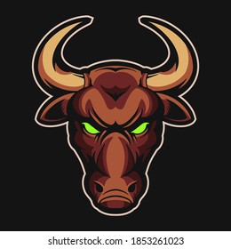 Bullenkopf-Vektorgrafik einzeln auf dunklem Hintergrund