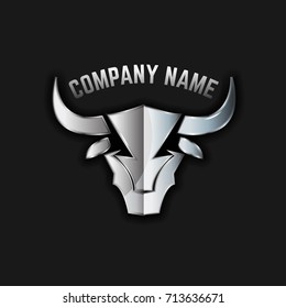 Bull head iron emblem. Vector illustration.