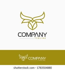 Bull head line art design vector 
