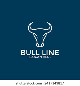 bull head line art logo design inspiration, bull logo vector template