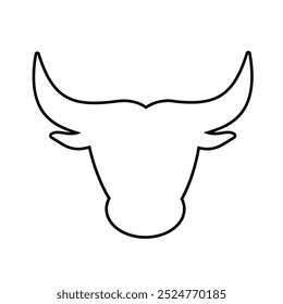 Bull head line icon isolated on white background.
