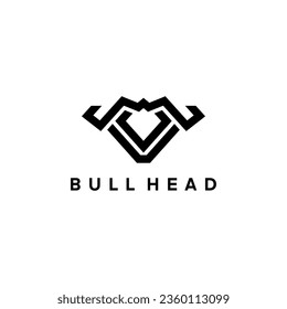 bull head line logo. simple bull, cow, buffalo heads