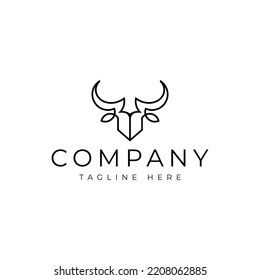 bull head with line style vector logo design