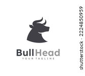 Bull head logo. Abstract bull head with horns icon. 
