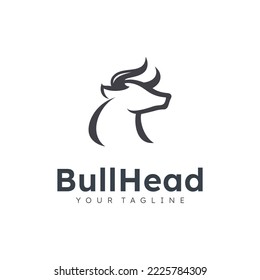 Bull head logo. Abstract bull head with horns icon. 