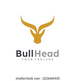 Bull head logo. Abstract bull head with horns icon. 