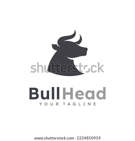Bull head logo. Abstract bull head with horns icon. 