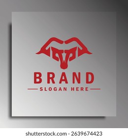 Bull head logo. Abstract style bull head icon with horns. Sports or e-sport logo, vector illustration