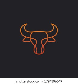 Bull head logo. Abstract stylized cow or bull head icon. Premium logo for steak house, meat restaurant or butchery. Taurus symbol. Vector illustration.
