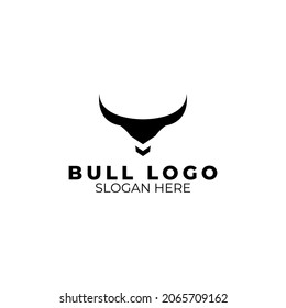 Bull head logo. Abstract stylized cow or bull head with horns icon.  Vector illustration