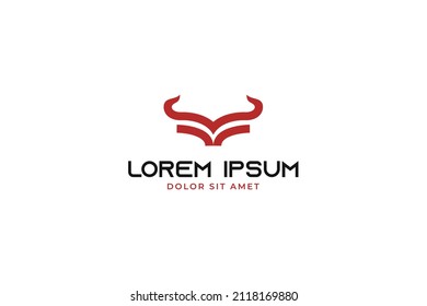 Bull head logo. Abstract stylized cow or bull head with horns icon. Premium logo for steak house, meat restaurant or butchery. Vector illustration.
