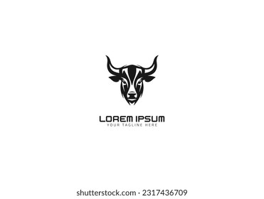 Bull head logo. Abstract stylized cow or bull head icon. Premium logo for steak house, meat restaurant or butchery.