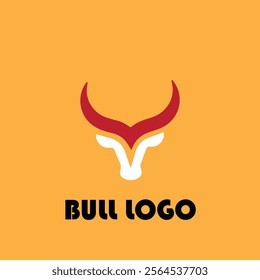 Bull head logo. Abstract stylized cow or bull head with horns icon.