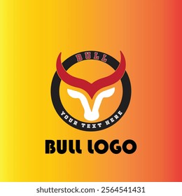 Bull head logo. Abstract stylized cow or bull head with horns icon.