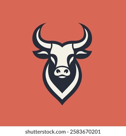 Bull Head Logo. Abstract Stylized Bull Head with Horns icon. Logo for steak house, meat restaurant or butchery. Taurus symbol. Vector illustration.