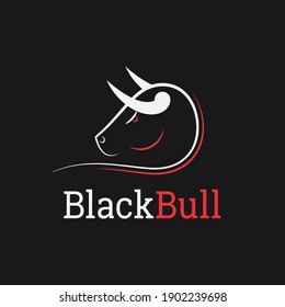 Bull head logo. Black bull on black background