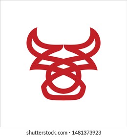 Bull Head logo. Buffalo or Cow Vector Icon. 