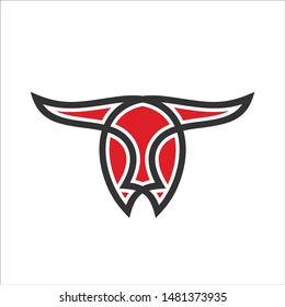 Bull Head logo. Buffalo or Cow Vector Icon. 