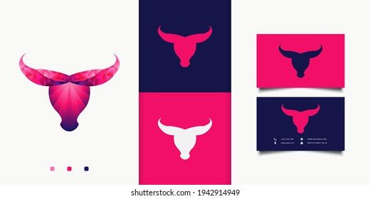 Bull Head Logo Design With Colorful Polygon Concept for Your Business Identity
