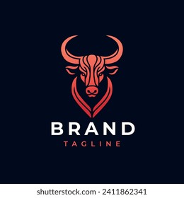 Bull head logo design. Creative bull horns symbol. Vector illustration. 