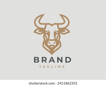 Bull head logo design. Creative bull horns symbol. Vector illustration. 