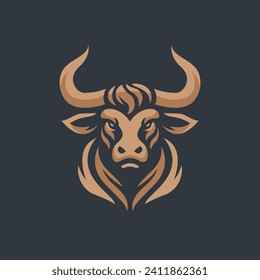 Bull head logo design. Creative bull horns symbol. Vector illustration. 