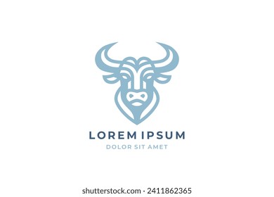 Bull head logo design. Creative bull horns symbol. Vector illustration. 