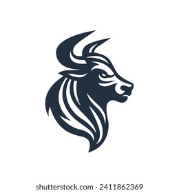 Diseño del logo de la cabeza de toro. Símbolo creativo de cuernos de toro. Ilustración vectorial. 