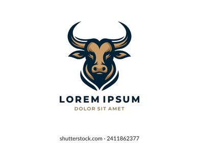 Logo-Design mit Schottenkopf. Symbol für kreative Bullen. Vektorgrafik. 