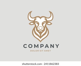 Bull head logo design. Creative bull horns symbol. Vector illustration. 