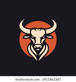 Bull head logo design. Creative bull horns symbol. Vector illustration. 