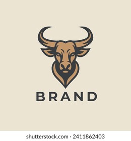 Bull head logo design. Creative bull horns symbol. Vector illustration. 