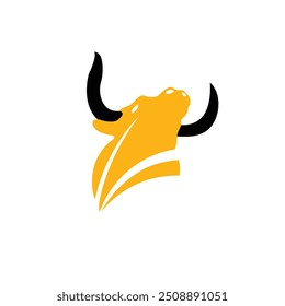 Bull head logo design. Creative bull horns symbol. Vector illustration.