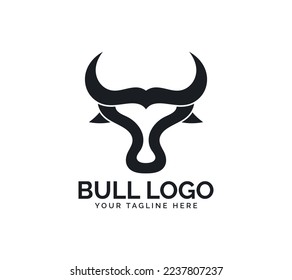 Bull Head logo design on white background, Vector illustration.