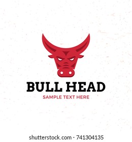 Bull Head logo design template. Vector colorful buffalo logotype, sign and symbol. Bison symbol badge concept isolated on background. Flat graphic cattle icon sign